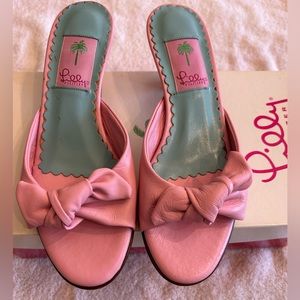 Lilly Pulitzer Napa Mizner Kitten Heels. Pink leather.  Size 6 1/2.